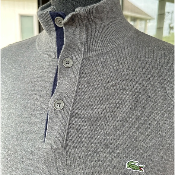 Lacoste Other - LACOSTE 🐊 Men’s Gray Cotton Henley-Style Sweater - Size EU6/US Large
